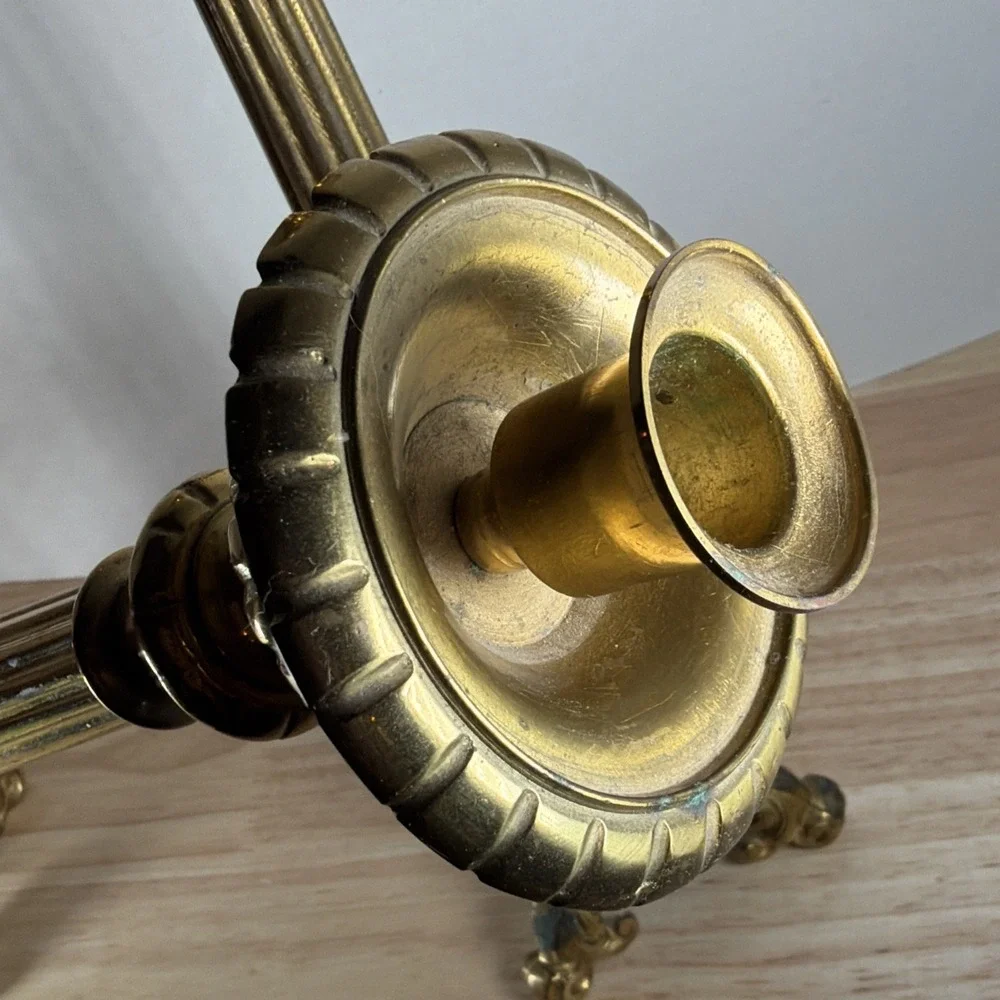 Set 3 Antique Church Altar Tall Brass Candlesticks Mary Joseph Jesus 20.5